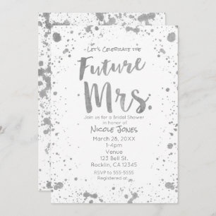 FUTURE MRS. Silver White Bridal Shower Invitation