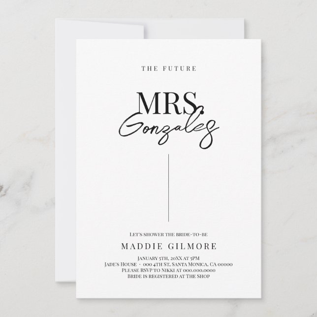 Future Mrs Simple Modern Bridal Shower Invitation (Front)