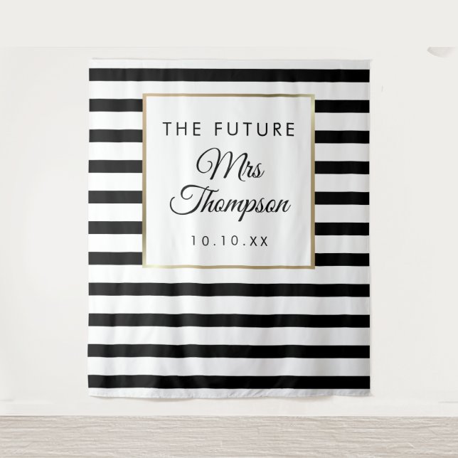 Future Mrs Stripe Bridal Shower Photo Backdrop (Front)