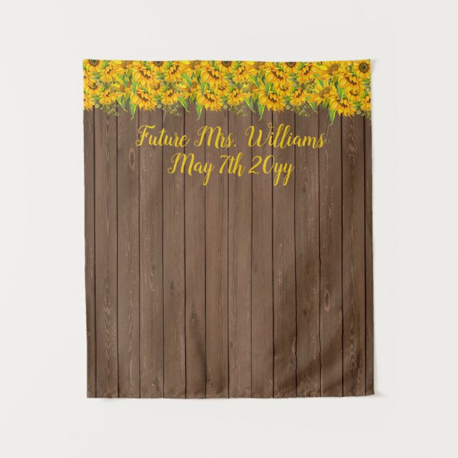 Future Mrs Sunflowers Bridal Shower Backdrop Wood (Front)