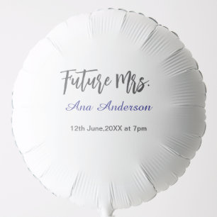 Future mrs surname bride to be purple gray name da balloon