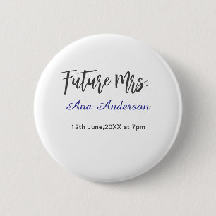 Future mrs surname bride to be purple gray name da button