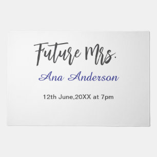 Future mrs surname bride to be purple gray name da doormat