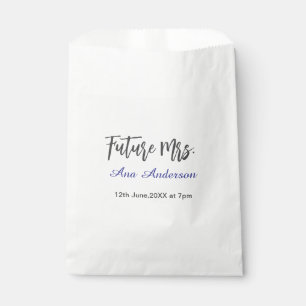 Future mrs surname bride to be purple gray name da favor bag