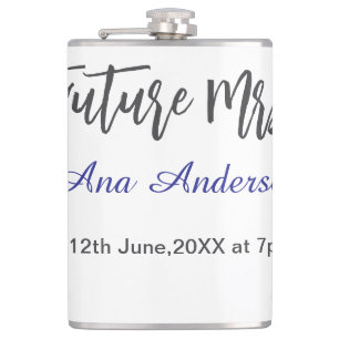 Future mrs surname bride to be purple gray name da flask