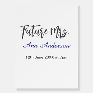 Future mrs surname bride to be purple gray name da foam board