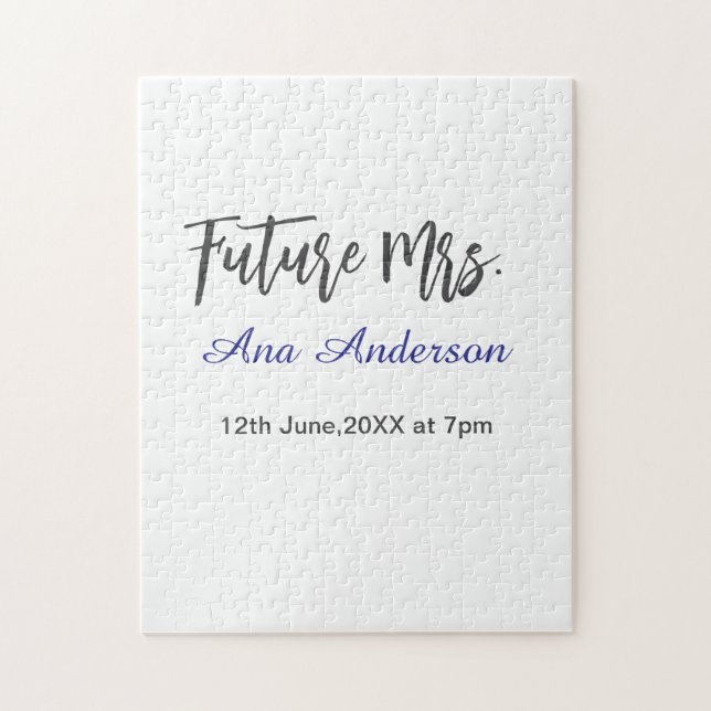 Future mrs surname bride to be purple gray name da jigsaw puzzle (Vertical)