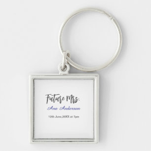 Future mrs surname bride to be purple gray name da keychain