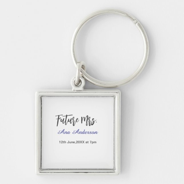Future mrs surname bride to be purple gray name da keychain (Front)