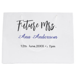 Future mrs surname bride to be purple gray name da large gift bag