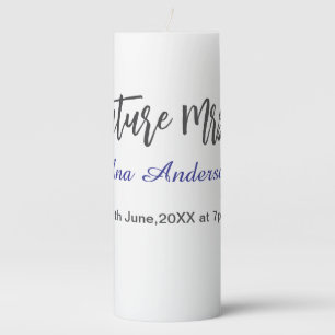 Future mrs surname bride to be purple gray name da pillar candle