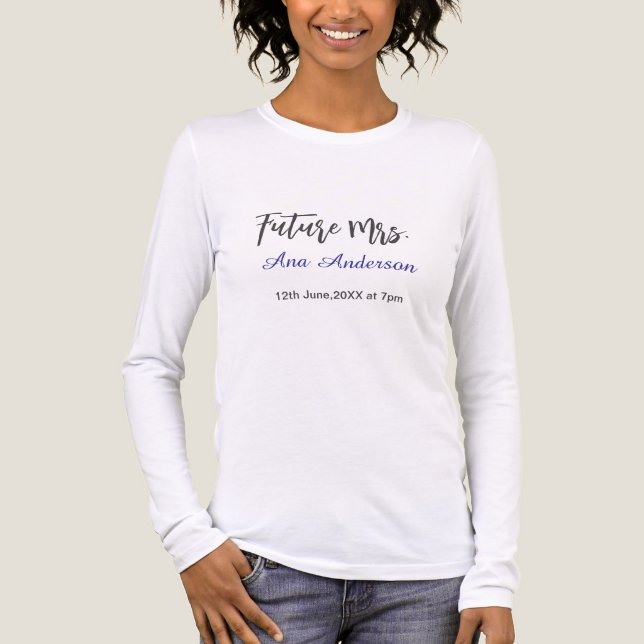 Future mrs surname bride to be purple gray name da Tri-Blend shirt (Front)