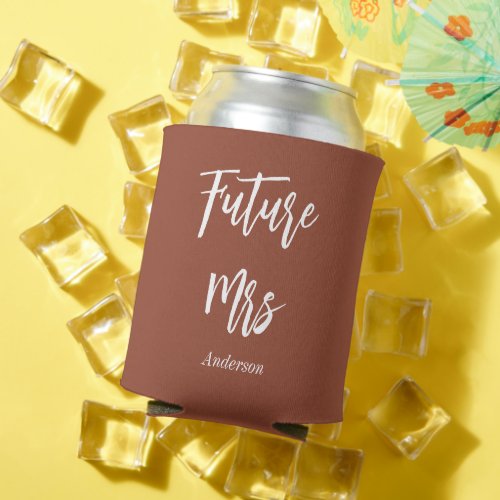 Future Mrs Terracotta Bride Brown White Can Cooler