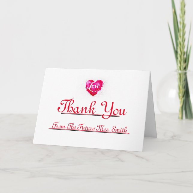 Future Mrs. Thank you Red Heart note (Front)