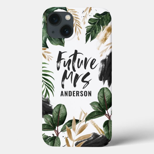 Future Mrs tropical leaf and typography Case-Mate iPhone Case (Back)
