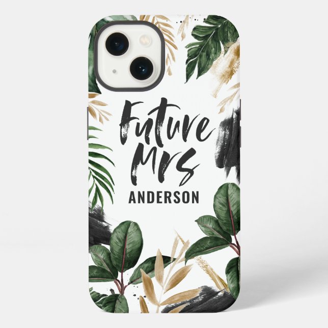 Future Mrs tropical leaf and typography Iphone Case (Back)