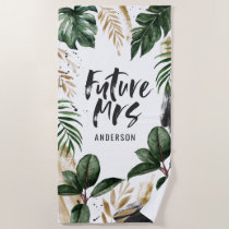 Future Mrs tropical leaf &amp; typography beach towel
