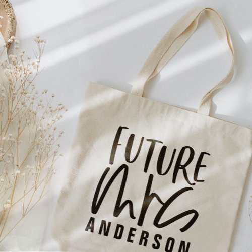 Future mrs typography engagement bride gift tote bag