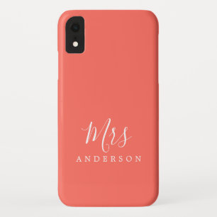 Future Mrs Vibrant Coral Chic Script Bride iPhone XR Case