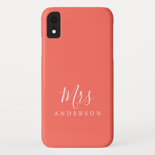 Future Mrs Vibrant Coral Chic Script Bride Case-Mate iPhone Case (Back)