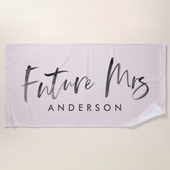 FUTURE MRS... WATERCOLOR ENGAGEMENT BEACH TOWEL (Front)