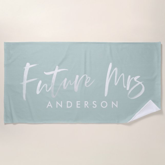 FUTURE MRS... WATERCOLOR ENGAGEMENT BEACH TOWEL (Front)