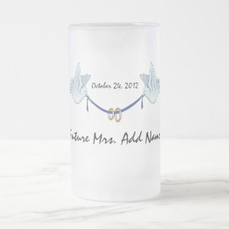 Future Mrs. Wedding Doves Frosted Glass Beer Mug