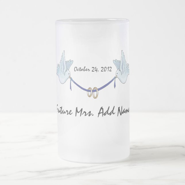 Future Mrs. Wedding Doves Frosted Glass Beer Mug (Center)