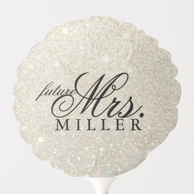future Mrs White Gold Glitter Bridal Shower Balloon (Front)