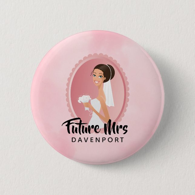 Future Mrs with Bride in Wedding Gown Button (Front)