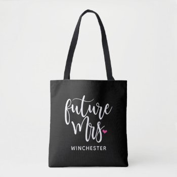 Future Mrs. (your Name) White Script Tote Bag by PinkMoonDesigns at Zazzle