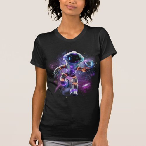 Future Neon Astronaut In Space T_Shirt