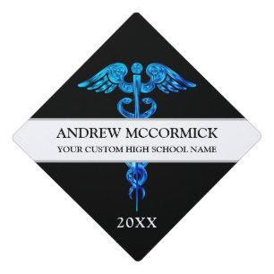 Future Nurse Doctor Black Blue Caduceus Medical  Graduation Cap Topper