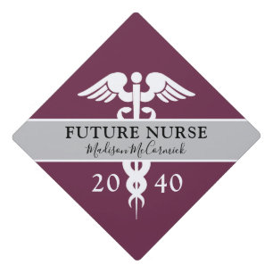 Future Nurse High School Graduate Purple Monogram Graduation Cap Topper