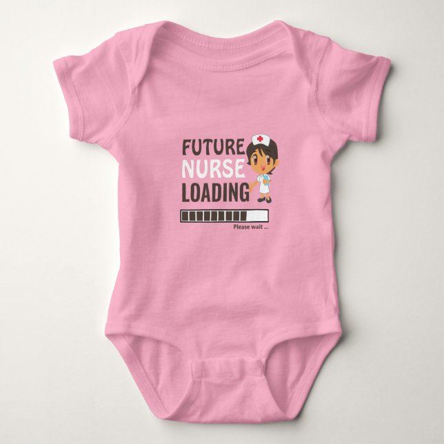 Future Nurse Loading Pink Funny Make Your Own Girl Baby Bodysuit (Front)