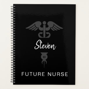 Future Nurse Medical Caduceus Black Personalized Planner