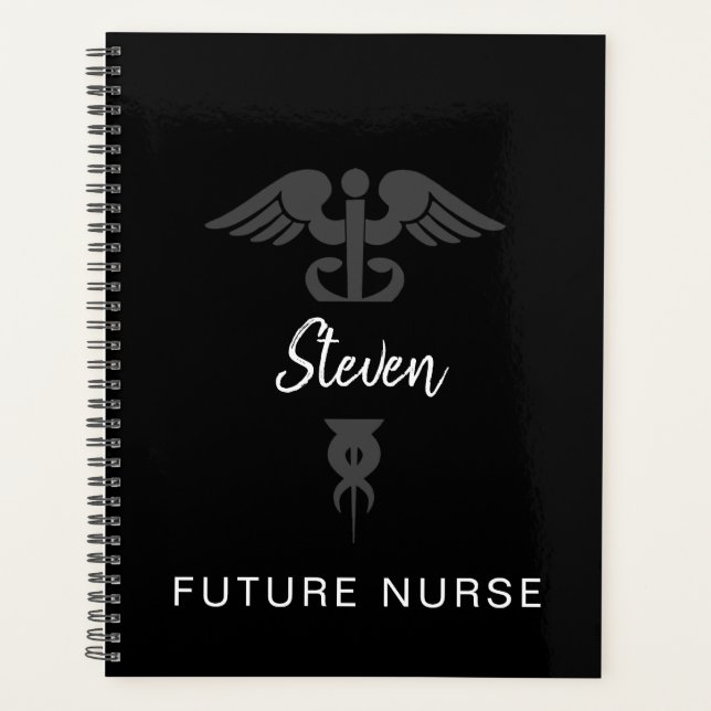 Future Nurse Medical Caduceus Black Personalized Planner (Front)