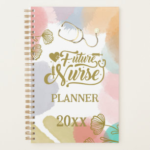 Future Nurse Mid Century Modern Watercolor Gold Planner