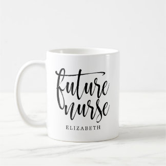 Future Nurse (Name) In Brushed Black Script Coffee Mug