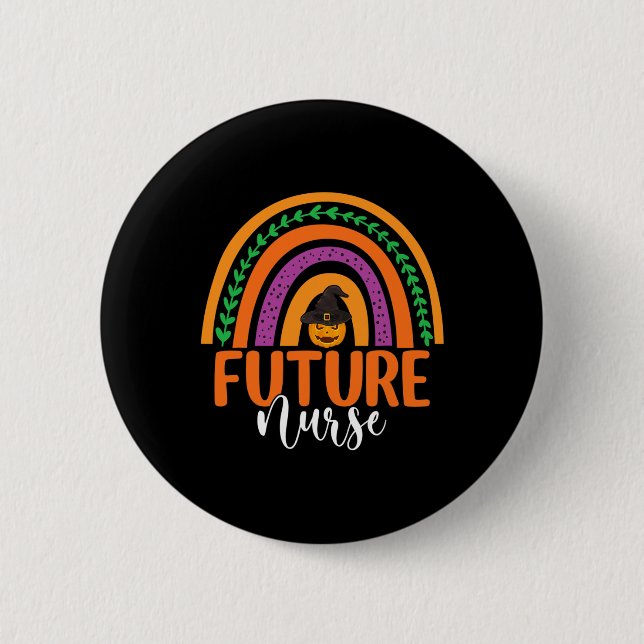 Future Nurse Nursing Rainbow Pumpkin Halloween Cos Button (Front)