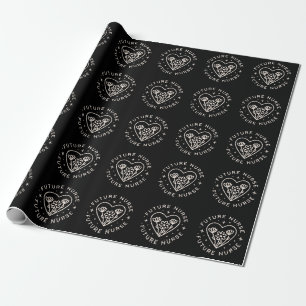 Future nurse nursing school grad graduation black wrapping paper
