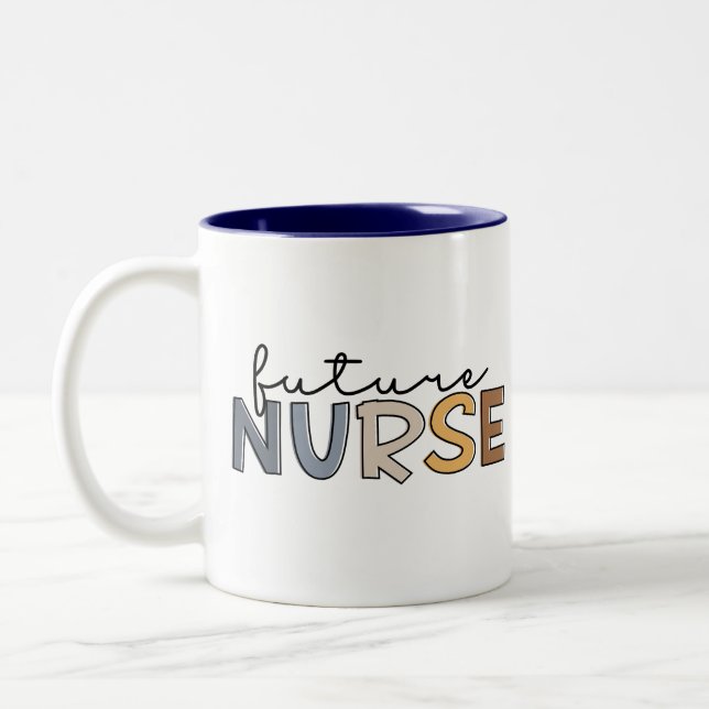Future Nurse | Nursing School Student Gift Two-Tone Coffee Mug (Left)