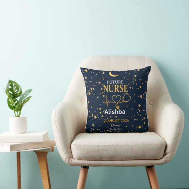 Future Nurse Personalized Graduation Blanket Class Throw Pillow (Chair)