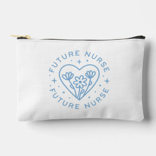 Future nurse preppy floral heart blue aesthetic accessory pouch