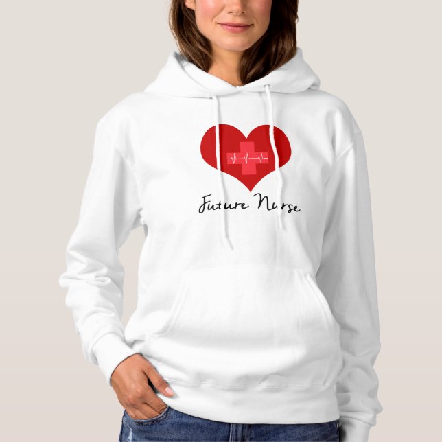 Future Nurse - Red Cross EKG Heart Hoodie (Front)