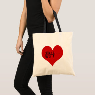 Future Nurse Red EKG Heart Tote Bag