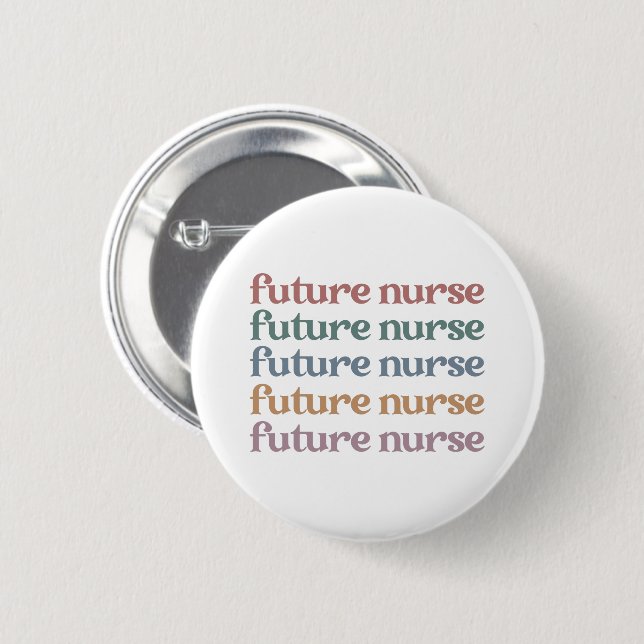 Future Nurse Retro Nursing School Student Button (Front & Back)
