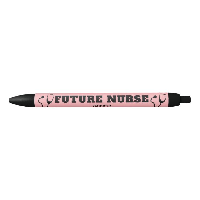Future Nurse Stethoscope Coral Pink Personalized Pen (Front)