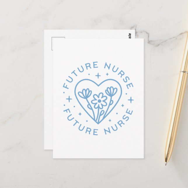 Future nurse student motivation blue aesthetic postcard (Front/Back In Situ)