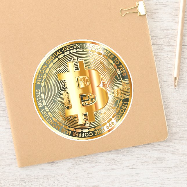 Future of Finance - Golden Bitcoin Cryptocurrency Sticker (Notebook)